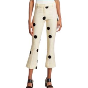 Derek Lam 10 Crosby Cream & Black Dotted Cropped Flared
Trouser Pants